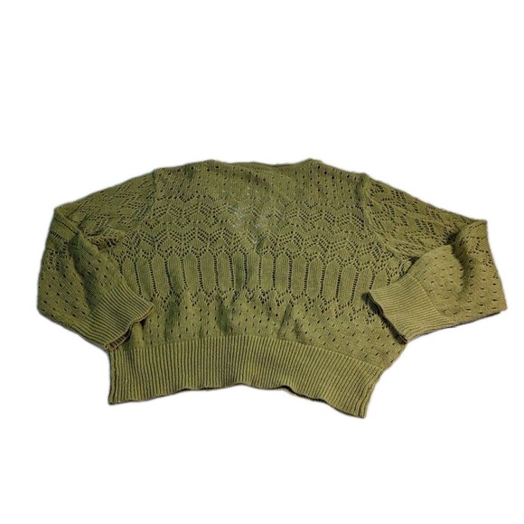 Tiara international Green Cardigan Button Crop Sweater Knit Women's Sz. L - Picture 2 of 8